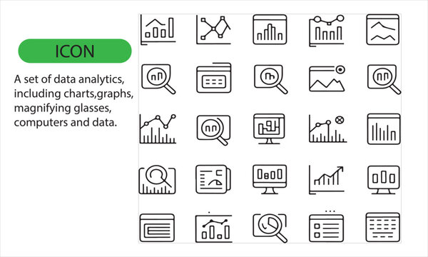 A set of data analysis, graphs icon