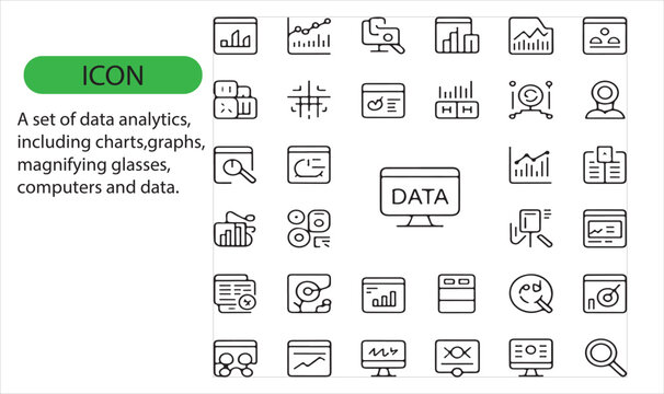 A set of data analysis, graphs icon