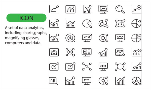 A set of data analysis, graphs icon