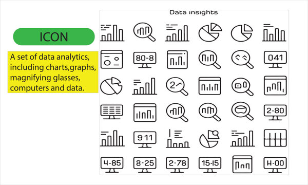 A set of data analysis, graphs icon