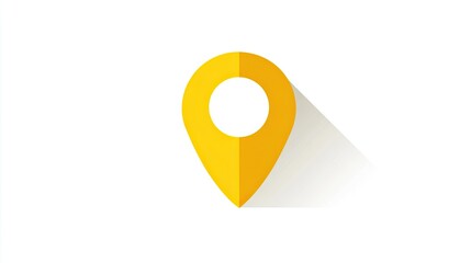 Yellow Location Pin Icon on White Background