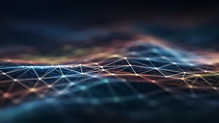 Futuristic digital network connection grid on dark background – abstract data communication and AI technology concept - Powered by Adobe