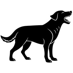 Black Silhouette Dog Barking Vector