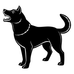 Black Silhouette Dog Barking Vector