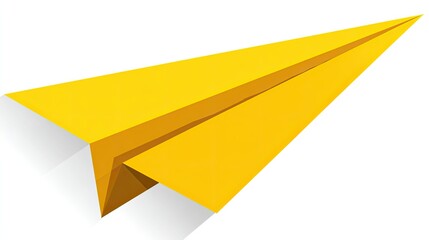Yellow Paper Airplane on White Background