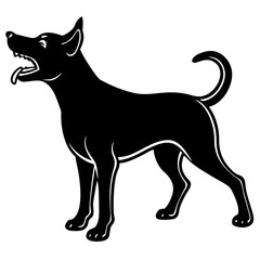 Black Silhouette Dog Barking Vector