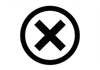 Obraz premium Black cross symbol inside a circle isolated on white background