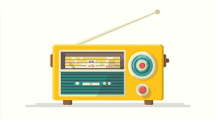 Yellow Pixel Art Vintage Radio with Antenna