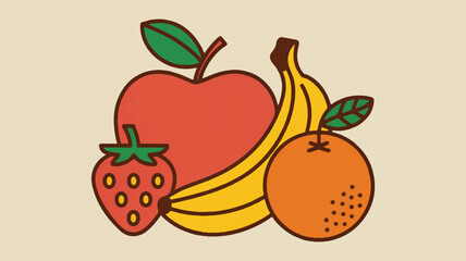 A simple, stylized illustration of fresh fruits on a cream-colored background 
