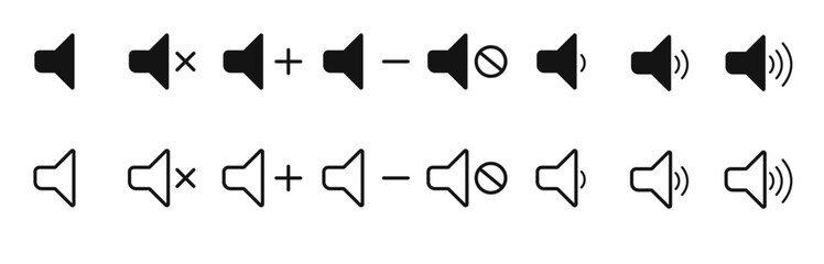 speaker icon set. noise icons symbol. sound level. silent signs. Volume symbol, vector illustration