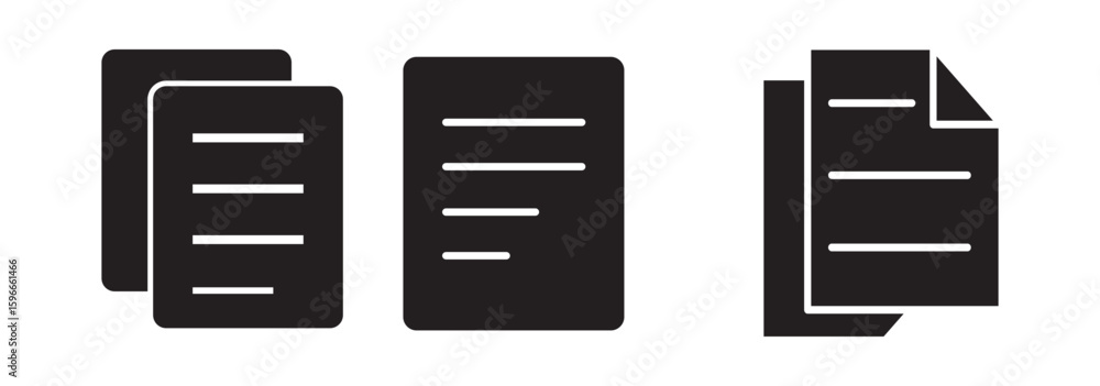 Poster documents solid and thin line web icon vector illustration set