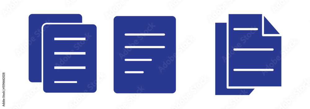 Aufkleber documents solid and thin line web icon vector illustration set