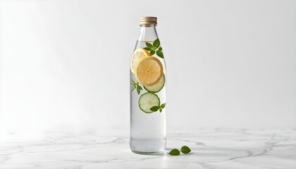 Obraz premium water in a bottle with herbs
