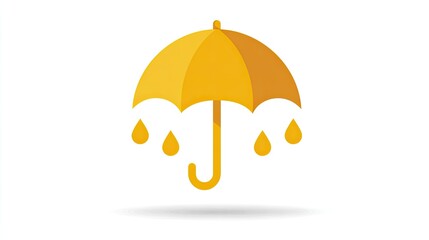 Yellow Umbrella Rain Drops Illustration