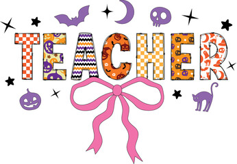 Halloween Teacher Bow Coquette Cute Design