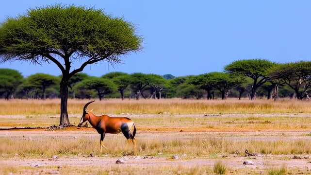 Majestic Red Hartebeest in African Savanna