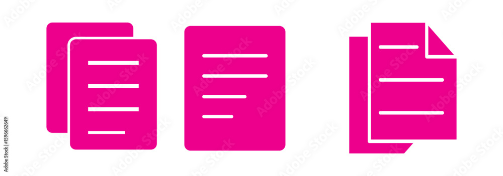 Aufkleber documents solid and thin line web icon vector illustration set