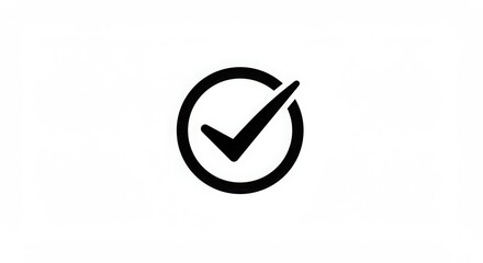 Black check mark inside a circle icon isolated on white background