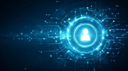 Abstract luminous circle on blue and black gradient background ideal for tech, futuristic, or spacethemed projects