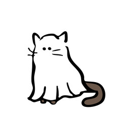 シーツお化けの仮装をした猫