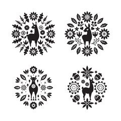 Llama Mandala With Andean Floral Elements