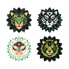 Jungle Tiger Mandala With Wildflower Details