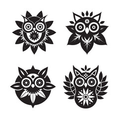 Floral Owl Mandala With Blooming Feathers
