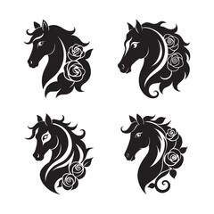 Floral Horse Head Mandala Illustration Set