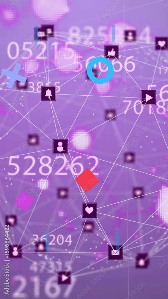 Aufkleber animation of changing numbers over connected dots forming globe and nucleotides