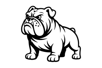 Fierce English Bulldog Mascot – Bold Minimalist Vector Line Art for Apparel and Vinyl Cutting Generative ai