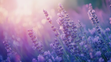 Fototapeta premium Delicate lavender blooms bathed in sunlight.