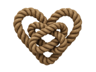 Heart shaped rope knot isolated on white
