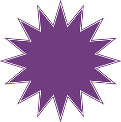 high quality purple starburst vector graphic with white border and sharp points for logos, icons and branding materials