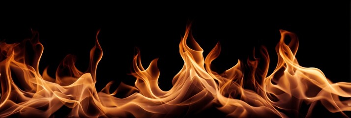 Burning Fire Flame on Black Background