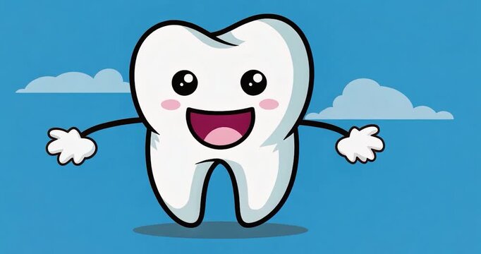 Cute animated tooth character
