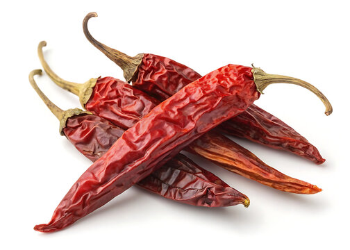 Dried and fresh red hot chili peppers with spicy seasoning on white background - Powered by Adobe