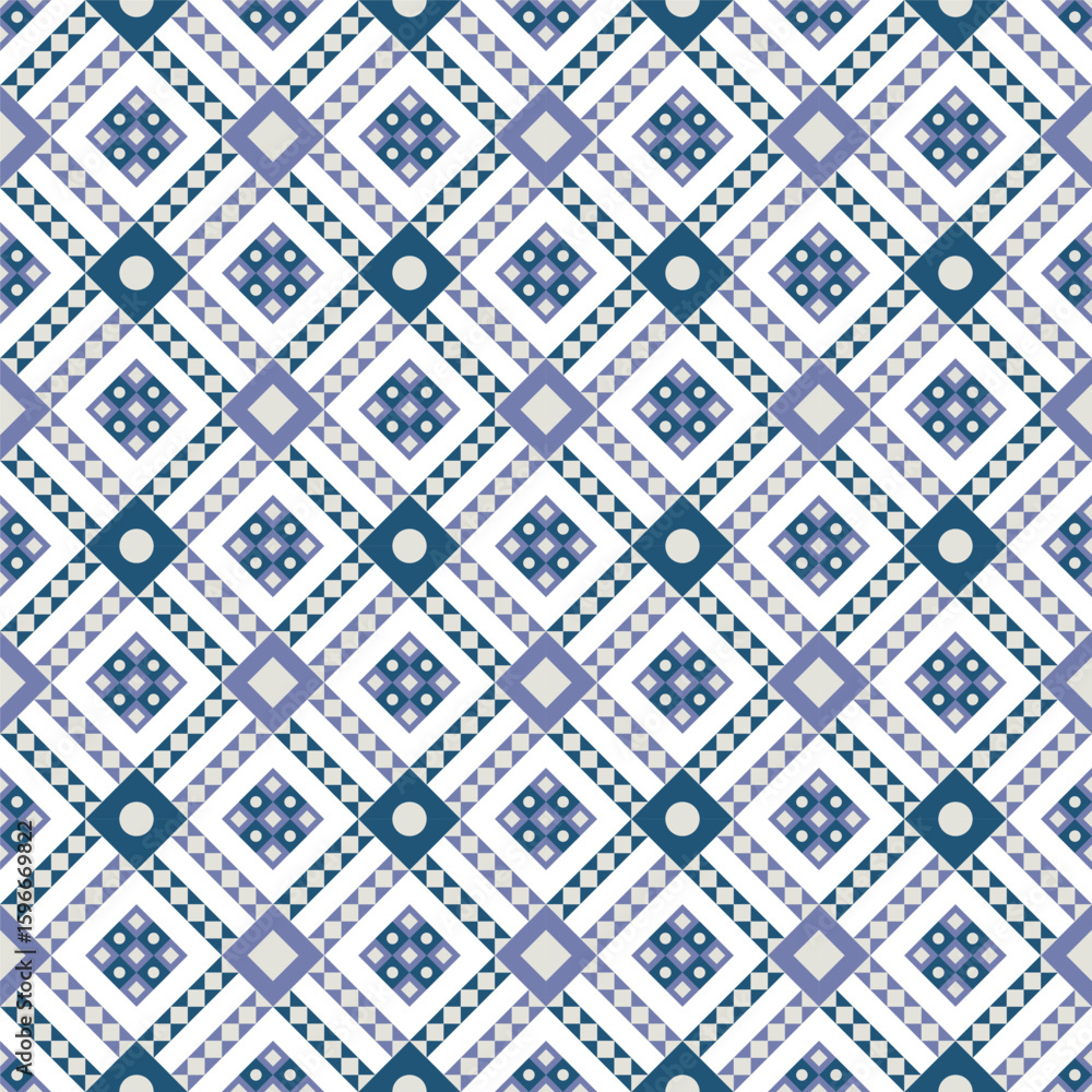 Aufkleber geometric seamless quilt pattern with circle and square elements design