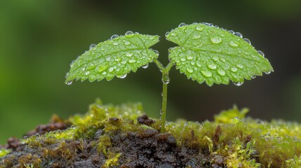 Young sprout emerging from soil