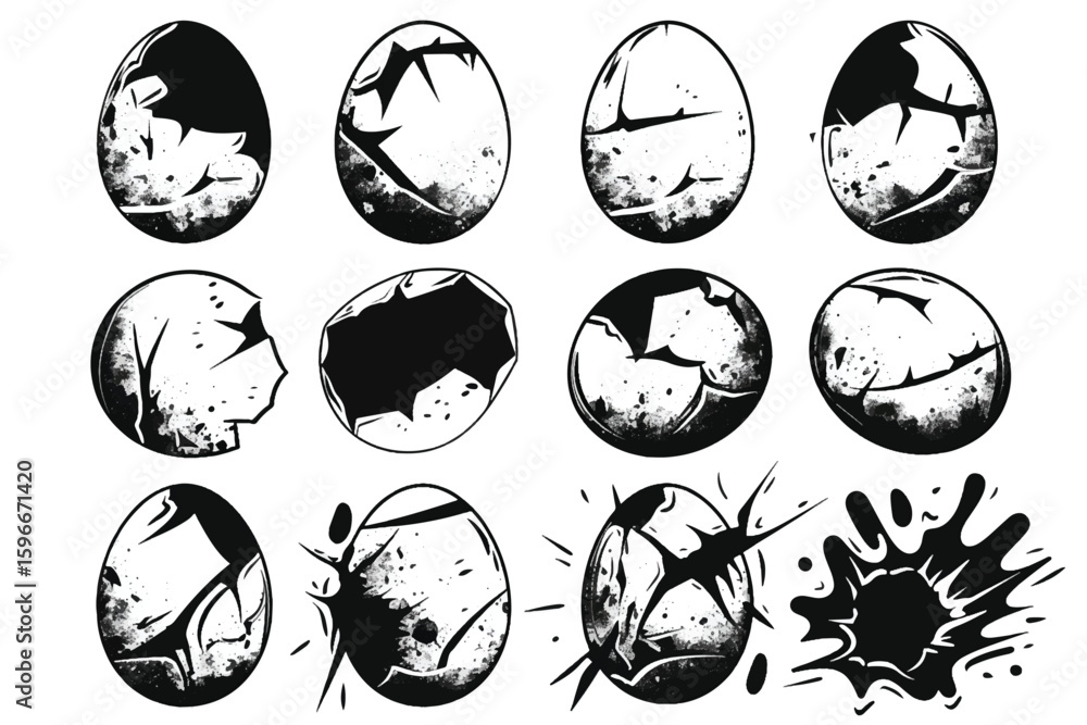 Fototapete silhouettes stamps for easter eggs. easter eggs. creating masks and brushes in graphic programs. iso