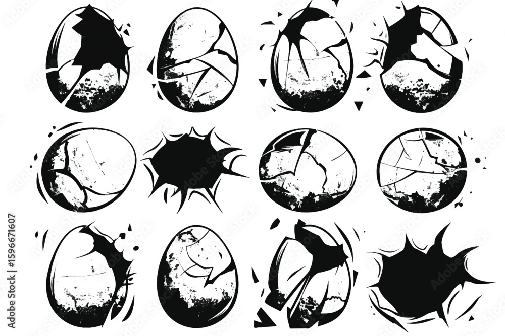 Fototapete silhouettes stamps for easter eggs. easter eggs. creating masks and brushes in graphic programs. iso