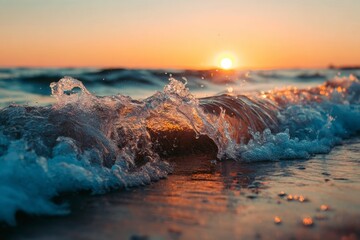 Ocean Wave at Sunset