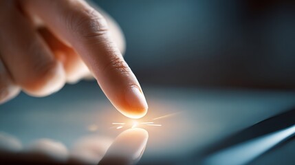 Close-up of cursor clicking modern UI on tablet
