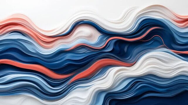 Abstract White Coral and Navy Blue Waves and Ribbons Texture Background