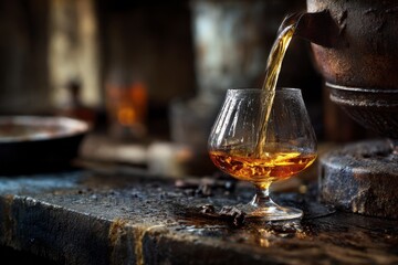 Liquor Pouring Into Glass