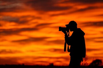 Silhouette of Photographer at Sunset