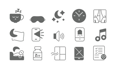 Sleep and Bedtime Icons and Relaxation Symbols