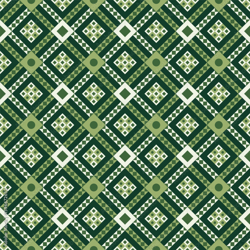 Poster geometric retro green shape seamless repeating pattern textile design