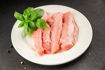 Rabbit raw meat fillet dietary fresh delicious gourmet food background on the table rustic food top view copy space keto and paleo diet