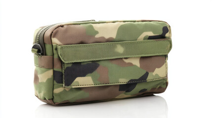 Compact camouflage pouch designed for outdoor activities, featuring durable fabric and secure zipper closure, perfect for organizing essentials