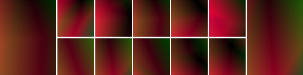 Obraz premium Grid Of Square Gradient Swatches In Modern Abstract Style, Bright Green Yellow Red And Accent Colors, Color Palette Or Dynamic Backgroun